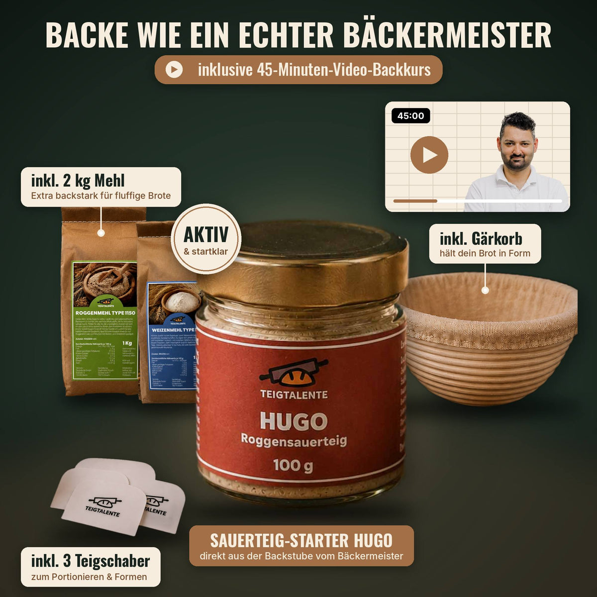 Sauerteig Starter Komplett Set inkl. Videoanleitung vom Bäckermeister